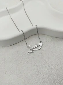 1 chiếc vòng cổ tên hình trái tim và đám mây tinh tế tùy chỉnh với mặt dây chuyền hình trái tim nhỏ cho bé gái - Vàng bạc, Bạc thời trang, Thời trang mùa thu, Thu gọn, Đơn giản, Thường ngày, Tiền cũ, Dễ thương tùy chỉnh, Cá nhân hóa, Quà tặng lý tưởng độc đáo cho bạn gái, Mẹ, Gia đình, Bạn bè, Con gái cho ngày kỷ niệm, Sinh nhật, Mặc hàng ngày, Dạ hội, Ngày của Mẹ, Ngày lễ tình nhân, Tốt nghiệp, Đám cưới, Tiệc Valentine - Bạc - Xem 3