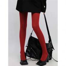 Women Tights - 酒紅色 - 查看 2