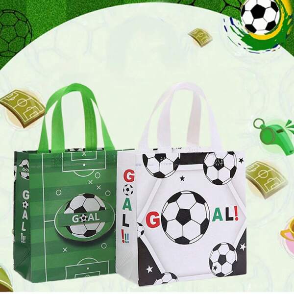 24/16/8/12/4pcs/Set 23*22*11 CM Non-Woven Football Sports Theme Gift Bags, Multipurpose Gift Packaging Tote Bags, Suitable For Birthday Party Favors, Birthday Party Souvenirs, Supermarket Shopping Bags, Holiday Event Giveaway Bags