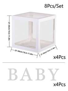 4 件套婴儿送礼会气球收纳盒装饰，节日生日派对，婚礼装饰，BABY，LOVE 字母气球盒（套装包括 4 个盒子 + 4 个字母）婴儿送礼会家庭装饰礼物 - 白色 - 查看 7