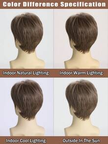 Men's Fashionable Handsome Short Curly Mixed Brown 10 Inches Natural Wavy Bangs Wig Suitable For Daily Wear - Brown - View 7