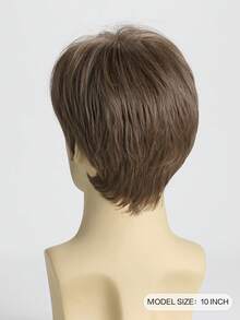 Men's Fashionable Handsome Short Curly Mixed Brown 10 Inches Natural Wavy Bangs Wig Suitable For Daily Wear - Brown - View 6