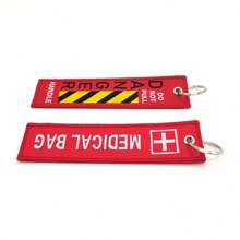 1pc Double-Sided Embroidered Medical Cross Keychain, Red Label Keychain For Motorcycles, Backpacks, Clothes, Creative Embroidered Keychain Pendant - Mixed Color - View 4