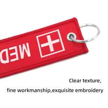 1pc Double-Sided Embroidered Medical Cross Keychain, Red Label Keychain For Motorcycles, Backpacks, Clothes, Creative Embroidered Keychain Pendant - Mixed Color - View 3