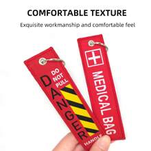 1pc Double-Sided Embroidered Medical Cross Keychain, Red Label Keychain For Motorcycles, Backpacks, Clothes, Creative Embroidered Keychain Pendant - Mixed Color - View 5