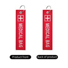 1pc Double-Sided Embroidered Medical Cross Keychain, Red Label Keychain For Motorcycles, Backpacks, Clothes, Creative Embroidered Keychain Pendant - Mixed Color - View 7