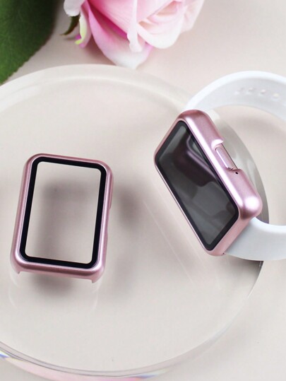 Funda de reloj + Película protectora de pantalla de vidrio templado compatible con Samsung Galaxy Fit 3 para hombres y mujeres, funda rígida de PC anti-caída y anti-arañazos, protector de pantalla HD, protección trasera de la muñeca contra daños