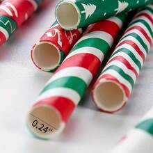 25pcs Christmas Paper Straws Santa Claus Christmas Tree Party Decoration Straws Disposable Degradable Drink Straws, Christmas Decorations, Cute Aesthetic Stuff, Cool Gadgets, Unusual Items , Festival, Party