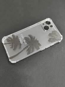 1入透明外殼黑色棕櫚樹TPU四角防摔手機殼，適用於蘋果14promax/13/14/15，細孔設計，適用於14pro/XSXR - 黑色 - 查看 5