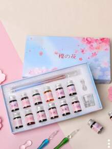 Neues Set für romantischen Glasfeder-Tintenstift, mehrteiliges Set in Geschenkbox, Farbverlauf Set, ideal für Geburtstagsgeschenke für Freunde und Klassenkameraden zum Schulanfang Saison