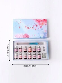 Neues Set für romantischen Glasfeder-Tintenstift, mehrteiliges Set in Geschenkbox, Farbverlauf Set, ideal für Geburtstagsgeschenke für Freunde und Klassenkameraden zum Schulanfang Saison