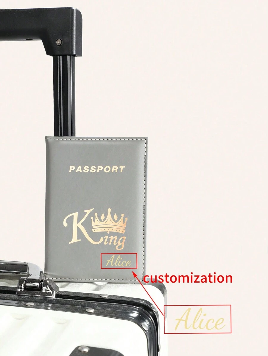 1 Vỏ đựng hộ chiếu PU có thể tùy chỉnh, Cần thiết cho những chuyến du lịch ngoài trời và những chuyến công tác xuyên biên giới, với thiết kế hình vương miện và chữ cái của Vua, Hộp đựng hộ chiếu thời trang có tên cá nhân hóa cho nam và nữ Hộp đựng hộ chiếu để tốt nghiệp chuyến bay Tuần trăng mật Du học Nhẹ Chống thấm nước cần thiết cho kỳ nghỉ Sinh viên - Xám - Xem 1