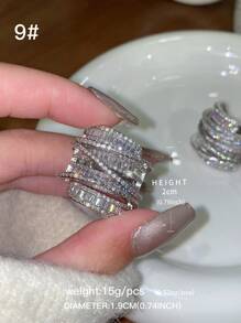 1 Miếng Sang trọng Cao-kết thúc Chồng Đá sinh & Khối Zirconia  Cẩn vào Nhẫn Với Sáng bóng Duy nhất Phong cách Và Lạnh Bầu không khí Thiết kế , Hoàn hảo Đối với Quý cô Mặc hàng ngày , Các bữa tiệc , Ngày tháng , Đi du lịch , Cô dâu Phụ kiện , Và Ngày lễ Mẹ Qủa tặng - Bạc - Xem 8