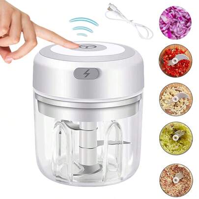 FLZH Electric Garlic Chopper, Portable VeggieChopper , Garlic Press 250ML,100ML, Garlic GrinderMasher Onion Chopper, Blender To Vegetable,Chili, FruitMeat, Spices, Beans, Cordless Food Processor For Ginger,