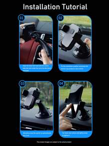 1pc Car Dashboard Phone Holder, New Suction Cup Design, Compact & Convenient, Gravity Stable Dashboard Navigation Holder - Black - View 7