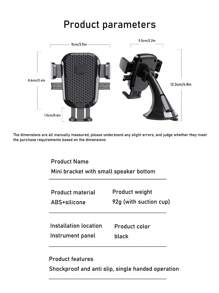 1pc Car Dashboard Phone Holder, New Suction Cup Design, Compact & Convenient, Gravity Stable Dashboard Navigation Holder - Black - View 6