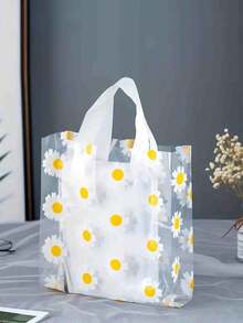 向日葵印花手提包，礼品挎包，透明塑料手提包，可重复使用的礼品袋，简约透明购物手提包，礼品袋，购物，旅行，厨房收纳，适合外出携带，简约精美的礼品袋，适合婚礼场合，适合送礼，节日礼物必备日常包包，节日礼品用品派对装饰，派对用品，派对用品，购物袋，节日用品 - 彩色 - 查看 3
