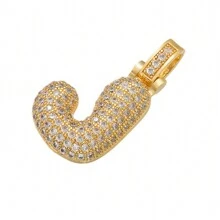 1入鑲嵌泡泡字母金鍍吊墜項鍊,26個字母供男女日常佩戴