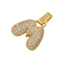 1入鑲嵌泡泡字母金鍍吊墜項鍊,26個字母供男女日常佩戴