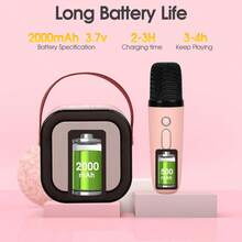 Máquina De Karaoke Rosa Mini Altavoz Inalámbrico Con Micrófono, Con Luz Led De Colores, Altavoz Iluminado 3d Estéreo Bajo Con Luz De Fiesta, Regalo De Cumpleaños,Máquina de karaoke para adultos y niños, máquina de karaoke portátil con 2 micrófonos Bluetooth inalámbricos, mejor regalo de cumpleaños, fiestas con asa de transporte/eco/corte vocal - Multicolor - Ver 3