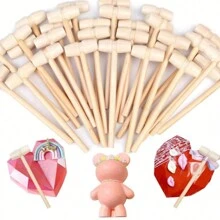 10pcs Chocolate Mallets In Wooden Handle, Hammer Shaped Assembly Tool For Easter Eggs & Heart-Shaped Chocolates - Wood Color - View 1