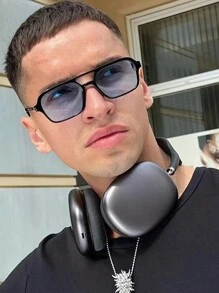 New Korean Style Square Framed Aviator Fashion Glasses, INS Personalized Men's Fashion Eyewear Perfect For Light Banquets, Informal Social Events, And Daily Dating Beach Accessories Glasses Shades For Summer Beach Vacation, Outdoor, Travel