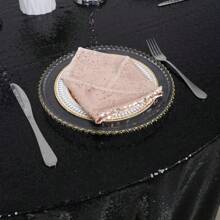 1pc Gold Sequin Glitter Table Cloth, Circular Glistening Draping Table Cloth Suitable For Wedding, Party, Cake Table, Holiday Events