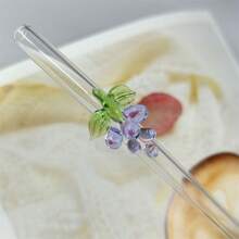 1/2 Chiếc Nhiều Màu Sắc Hình Nho Thủy Tinh Chịu Nhiệt Ống Hút, Cong Có Thể Tái Sử Dụng Ống Hút Cho Bé Gái Học Tập, Trở Lại Trường Học - rơm nho - Xem 5