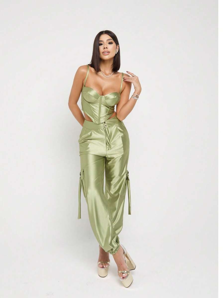 Women Two-Piece Outfits - 橄欖綠 - 查看 1