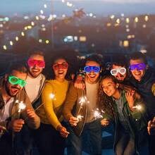 3入組發光LED夜光眼鏡，霓虹夜光色派對禮品，適用於成人發光棒眼鏡，節日生日情人節萬聖節派對禮品，Cosplay聖誕節 - 彩色 - 查看 3