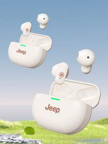 Jeep JP EW011 TWS 真无线耳机，运动耳机，HiFi 立体声耳机，带麦克风的降噪耳机，高清语音 - 米色 - 查看 4
