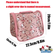 Túi đựng đồ trang điểm màu hồng Túi lưới học sinh dễ thương Túi đựng đồ trang điểm đa năng, chống thấm nước, túi ngoài trời, túi cắm trại bên bờ biển, Hello,,,, - Nhiều màu - Xem 3