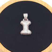 1件熱門氣泡字母項鍊,金鍍和方晶鋯石材質,可提供26個字母選擇,男女適用於日常佩戴 - 銀色 - 查看 25