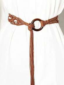 1pc Handmade Wax Rope Woven Belt For Women, Suitable For Dresses - A - View 7