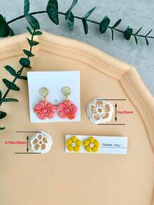 2pcs Flower Polymer Clay Cutters Set For Earring Making, Summer Clay Cutter, Jewelry Pendant DIY Handmade Tools - White - View 3