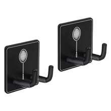 Conjunto de 2 soportes para montar en pared raquetas de bádminton negras, gancho de metal para colgar raquetas de tenis, adecuado para garaje, dormitorio, gimnasio y lugares de ejercicios - Negro - Ver 9