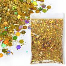 50克全息混合六边形粗粒银色亮片美甲亮片，0.2毫米/1毫米/3毫米激光闪亮薄片，美甲装饰 - 彩色 - 查看 8