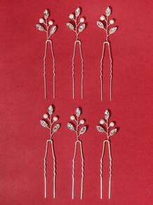 6pcs/Set Women's All-Match Versatile Delicate Hair Pins, Crystal & Pearl Braided Hair Clips, Wedding Bride Decorative Headpieces