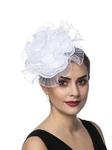 1 件迷人帽子药盒帽鸡尾酒茶会头饰带面纱适合女孩和女士 - 彩色 - 查看 6