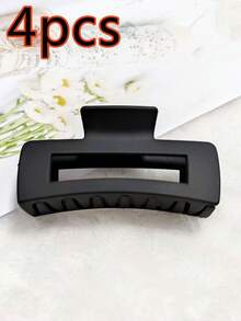 4入組純色霧面中空髮夾，具有強大的防滑力，適合女士，簡約霧面矩形髮夾，可用於女士薄或厚髮的夾子造型配件