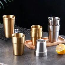 1入不銹鋼兩層隔熱杯，進階砂化工藝不留指紋，適用於家用、餐廳、咖啡館、野餐，可裝水、咖啡、茶、冷飲、牛奶 - 1 - 查看 11