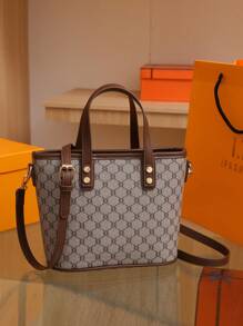 SHIMEINI 2025 新款复古花卉图案篮式水桶单肩包、斜挎手提包、小尺寸适合女士日常使用、办公室、通勤、度假、约会、礼物 - 卡其色 - 查看 2