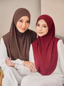 1 件 L 码女士易穿粘胶纤维头巾，即时头巾日常帽子面纱衣服 - 彩色 - 查看 8