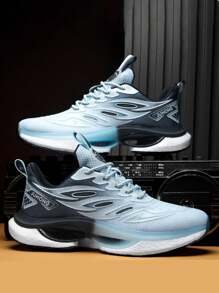 Men's Sports Shoes, Breathable Shock Absorption Elastic Durable Casual Running Shoes, Spring And Summer Outdoor Athletic Sneakers, Skid-Resistant Lightweight And Comfortable Footwear, Plus Size Sports Shoes For Outdoor Sports, Camping, Jogging, Fitness, Leisure - Blue - View 3