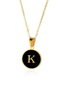 優雅精美的O形鍊環26個字母項鍊吊墜，金色簡約項鍊，適合作為女孩的節日生日禮物，不鏽鋼珠寶