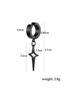 1件装不锈钢男士黑色夹式假耳环耳环几何三角形吊坠男女通用无耳洞耳环女士朋克哥特风饰品 - 無耳洞耳夾 - 查看 6