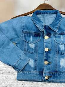 Young Girls Denim Jackets & Coats - 淺色水洗藍 - 查看 2