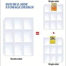 540 Pockets Baseball Card Sleeves Trading Card Pages, 30 Pages 9 Pocket Double-Sided Pages Trading Card Storage Album Pages 11 Holes Fit 3 Ring Binder Protectors Fit For Sport Cards, Coupon, Business Cards Back To School - Clear - View 5