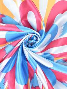 YWQLWJ 1入2024春季新款頭巾，優雅花卉印花絲綢圍巾頭巾，90cm方形圍巾頭巾，適用於打造時尚形象的髮帶及頭飾 - 彩色 - 查看 7