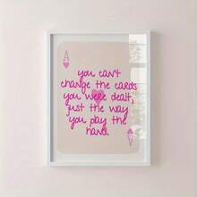 1 件 Ace Card 风格浪漫粉色酒吧推车帆布墙饰 - 时尚复古少女卧室装饰 - 理想的节日礼物，可选画框，带画框的墙饰 - 彩色 - 查看 5